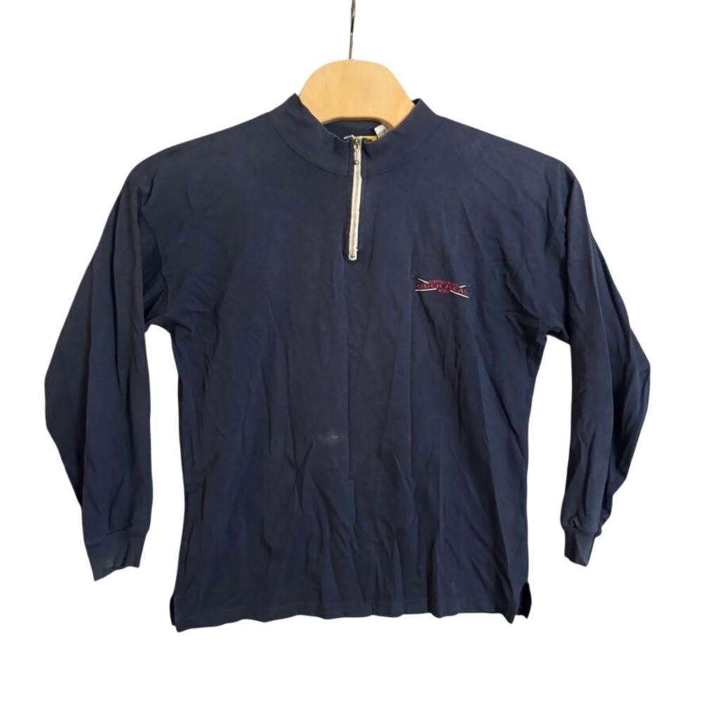 Vintage Duck Head Quarter Zip Pullover Mens Medium Navy Blue Cotton Long Sleeve